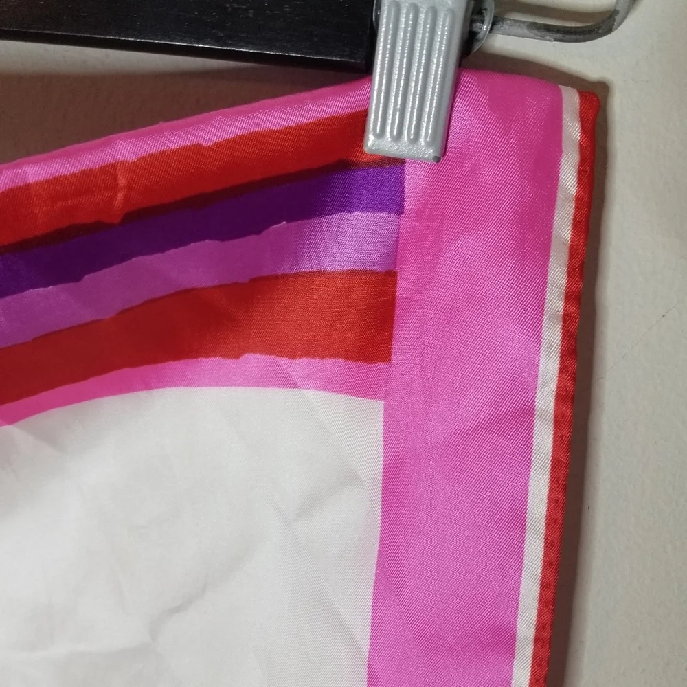 Vera Neumann Vintage Silk Scarf 70s 80s Graphic Pink Purple 15×44
